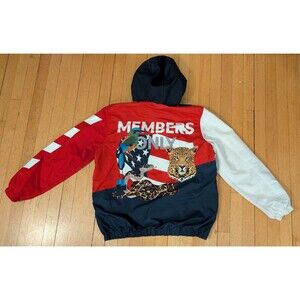 Members Only Mo Jungle Print Popover Windbreaker Jacket Mens L